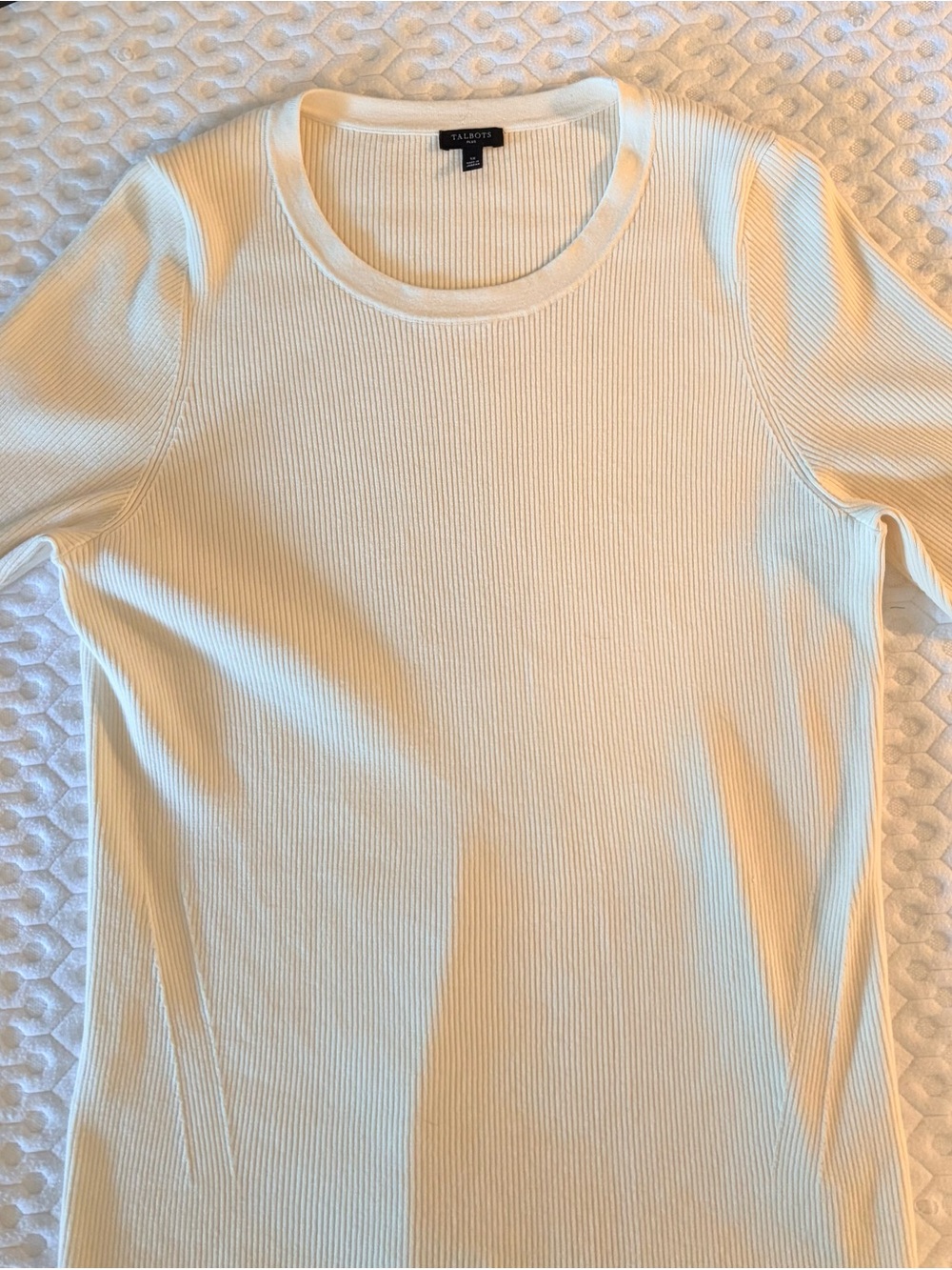 Talbots Cream Ribbed Crewneck Sweater